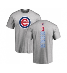 Baseball Chicago Cubs #3 Daniel Descalso Ash Backer T-Shirt