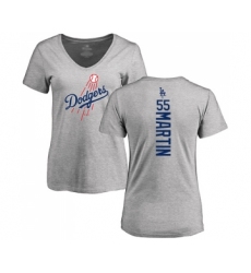 Baseball Women's Los Angeles Dodgers #55 Russell Martin Ash Backer T-Shirt