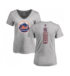 MLB Women's Nike New York Mets #16 Dwight Gooden Ash Backer T-Shirt