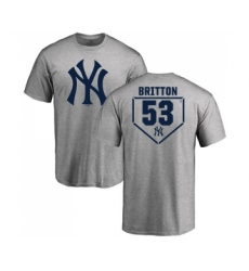 Baseball New York Yankees #53 Zach Britton Gray RBI T-Shirt