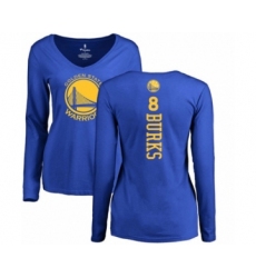 Basketball Women's Golden State Warriors #8 Alec Burks Royal Blue Backer Long Sleeve T-Shirt