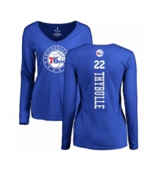 Basketball Women's Philadelphia 76ers #22 Mattise Thybulle Royal Blue Backer Long Sleeve T-Shirt