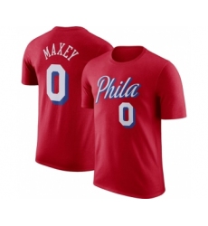 Men's Philadelphia 76ers #0 Tyrese Maxey Red 2022-23 Statement Edition Name & Number T-Shirt