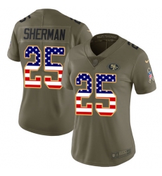 Women's Nike San Francisco 49ers #25 Richard Sherman Limited Olive/USA Flag 2017 Salute to Service NFL Jersey