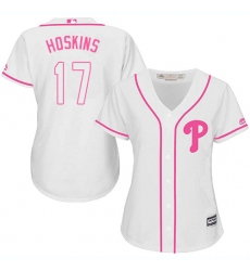 Women's Majestic Philadelphia Phillies #17 Rhys Hoskins Replica White Fashion Cool Base MLB Jersey