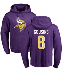 NFL Nike Minnesota Vikings #8 Kirk Cousins Purple Name & Number Logo Pullover Hoodie