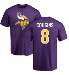 NFL Nike Minnesota Vikings #8 Kirk Cousins Purple Name & Number Logo T-Shirt