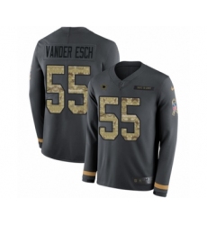Men's Nike Dallas Cowboys #55 Leighton Vander Esch Limited Black Salute to Service Therma Long Sleeve NFL Jersey