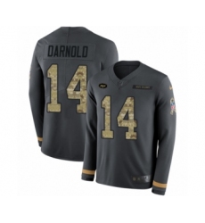 Men's Nike New York Jets #14 Sam Darnold Limited Black Salute to Service Therma Long Sleeve NFL Jersey