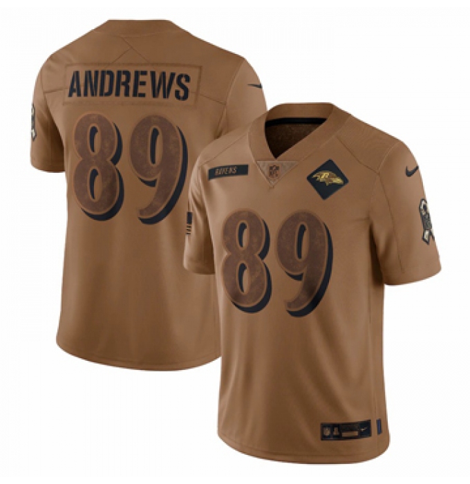 Men's Baltimore Ravens #89 Mark Andrews Nike Brown 2023 Salute To Service Limited Jersey