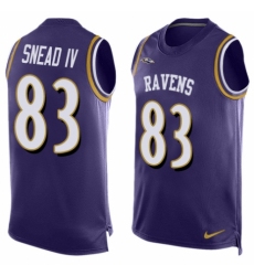 Men's Nike Baltimore Ravens #83 Willie Snead IV Elite Purple Player Name & Number Tank Top NFL Jersey