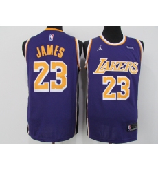 Men's Los Angeles Lakers #23 LeBron James Authentic Purple Jerseys
