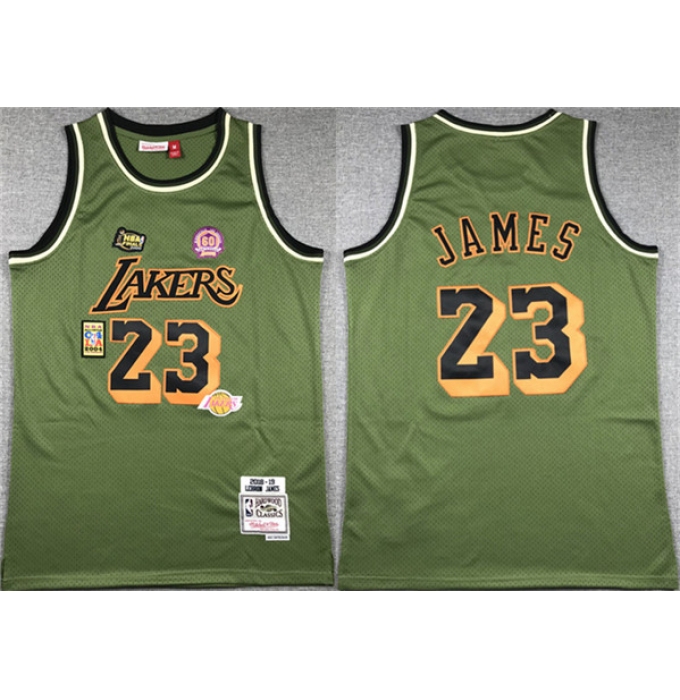 Men's Los Angeles Lakers #23 LeBron James Green 2018-19 Throwback basketball Jersey