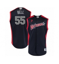 Men's Pittsburgh Pirates #55 Josh Bell Authentic Navy Blue National League 2019 Baseball All-Star Jersey