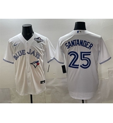 Men's Toronto Blue Jays #25 Anthony Santander White 2025 World Series Home Cool Base Stitched Baseball Jersey