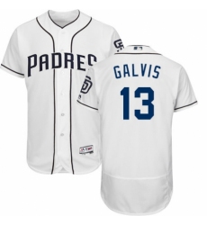 Men's Majestic San Diego Padres #13 Freddy Galvis White Home Flex Base Authentic Collection MLB Jersey