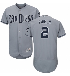 Men's Majestic San Diego Padres #2 Jose Pirela Authentic Grey Road Cool Base MLB Jersey