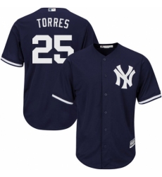 Men's Majestic New York Yankees #25 Gleyber Torres Replica Navy Blue Alternate MLB Jersey