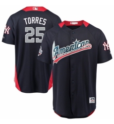 Youth Majestic New York Yankees #25 Gleyber Torres Game Navy Blue American League 2018 MLB All-Star MLB Jersey
