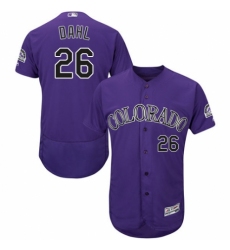 Men's Majestic Colorado Rockies #26 David Dahl Purple Alternate Flex Base Authentic Collection MLB Jersey