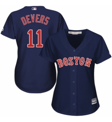 Women's Majestic Boston Red Sox #11 Rafael Devers Authentic Navy Blue Alternate Road MLB Jersey