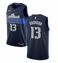 Men's Nike Dallas Mavericks #13 Jalen Brunson Authentic Navy Blue NBA Jersey Statement Edition