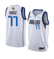 Men's Dallas Mavericks #77 Luka Doncic White 2024 Finals Association Edition Stitched Basketball Jersey