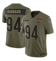 Men's Cincinnati Bengals #94 Sam Hubbard Olive 2025 Salute to Service Limited Football Stitched Jersey