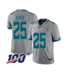 Men's Jacksonville Jaguars #25 D.J. Hayden Silver Inverted Legend Limited 100th Season Football Jersey
