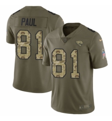 Men's Nike Jacksonville Jaguars #81 Niles Paul Limited Olive/Camo 2017 Salute to Service NFL Jersey
