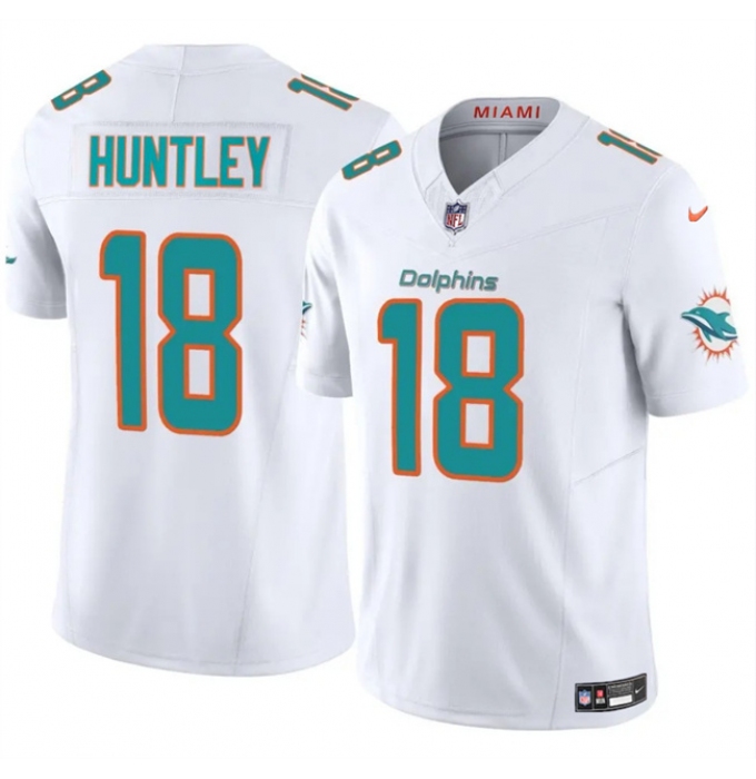 Men's Miami Dolphins #18 Tyler Huntley White 2024 F.U.S.E Vapor Limited Stitched Football Jersey