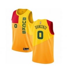 Youth Milwaukee Bucks #0 Donte DiVincenzo Swingman Yellow Basketball Jersey - City Edition