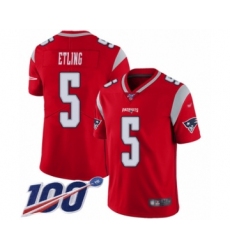 Youth New England Patriots #5 Danny Etling Limited Red Inverted Legend 100th Season Football Jersey