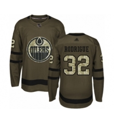 Youth Edmonton Oilers #32 Olivier Rodrigue Authentic Green Salute to Service Hockey Jersey