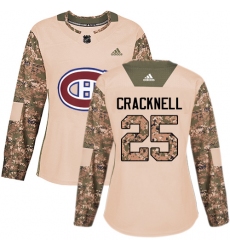 Women's Adidas Montreal Canadiens #25 Adam Cracknell Authentic Camo Veterans Day Practice NHL Jersey