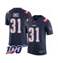 Men's New England Patriots #31 Jonathan Jones Limited Navy Blue Rush Vapor Untouchable 100th Season Football Jersey