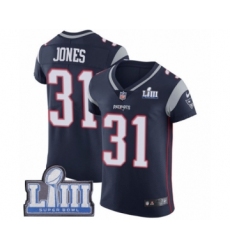 Men's Nike New England Patriots #31 Jonathan Jones Navy Blue Team Color Vapor Untouchable Elite Player Super Bowl LIII Bound NFL Jersey