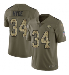 Youth Nike Jacksonville Jaguars #34 Carlos Hyde Limited Olive Camo 2017 Salute to Service NFL Jersey