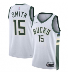 Men's Milwaukee Bucks #15 Tyler Smith White 2024 Draft Association Edition Stitched Basketball Jersey