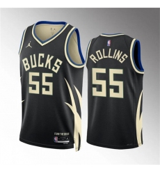 Men's Milwaukee Bucks #55 Ryan Rollins Black Statement Edition Stitched Basketball Jersey