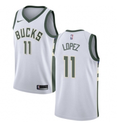Women's Nike Milwaukee Bucks #11 Brook Lopez Swingman White NBA Jersey - Association Edition