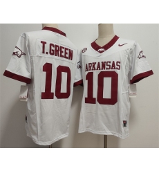 Men's Arkansas Razorbacks #10 TAYLEN GREEN White 2025 F.U.S.E. Vapor Limited Stitched Football Jersey
