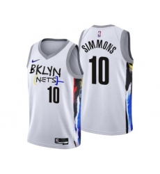 Men's Brooklyn Nets #10 Ben Simmons 2022-23 White City Edition Stitched Basketball Jersey