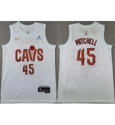 Men's Cleveland Cavaliers #45 Donovan Mitchell White Association Edition Stitched Jersey