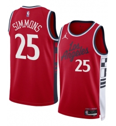 Men's Los Angeles Clippers #25 Ben Simmons Red 2024-25 Statement Edition Stitched Jersey