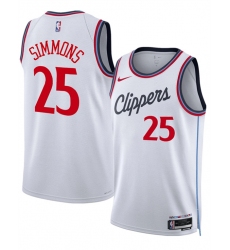 Men's Los Angeles Clippers #25 Ben Simmons White 2024-25 Stitched Jersey