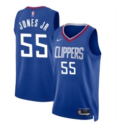 Men's Los Angeles Clippers #55 Derrick Jones Jr Blue Icon Edition Stitched Jersey