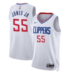 Men's Los Angeles Clippers #55 Derrick Jones Jr White Association Edition Stitched Jersey