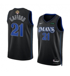 Men's Dallas Mavericks #21 Daniel Gafford Black 2024 Finals City Edition Stitched Basketball Jersey