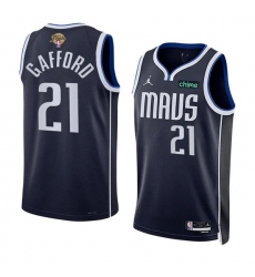 Men's Dallas Mavericks #21 Daniel Gafford Navy 2024 Finals Statement Edition Stitched Basketball Jersey